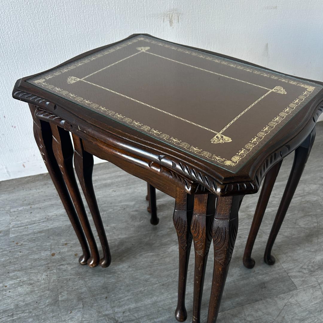 イギリス アンティーク家具 ガラストップ ネストテーブル 1960年頃 950A