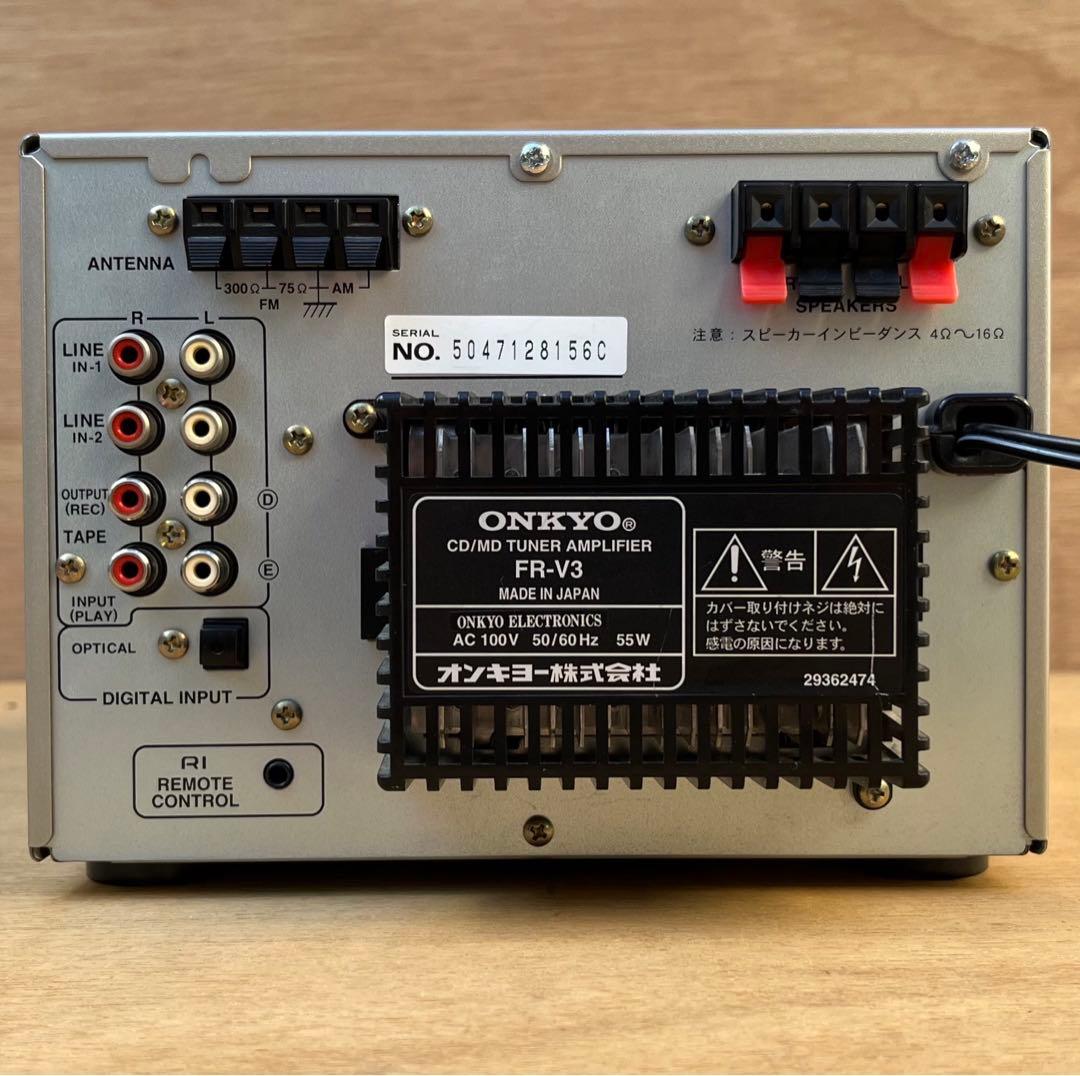 【動作品】ONKYO FR-V3 ミニコンポ 本体、リモコン、スピーカー