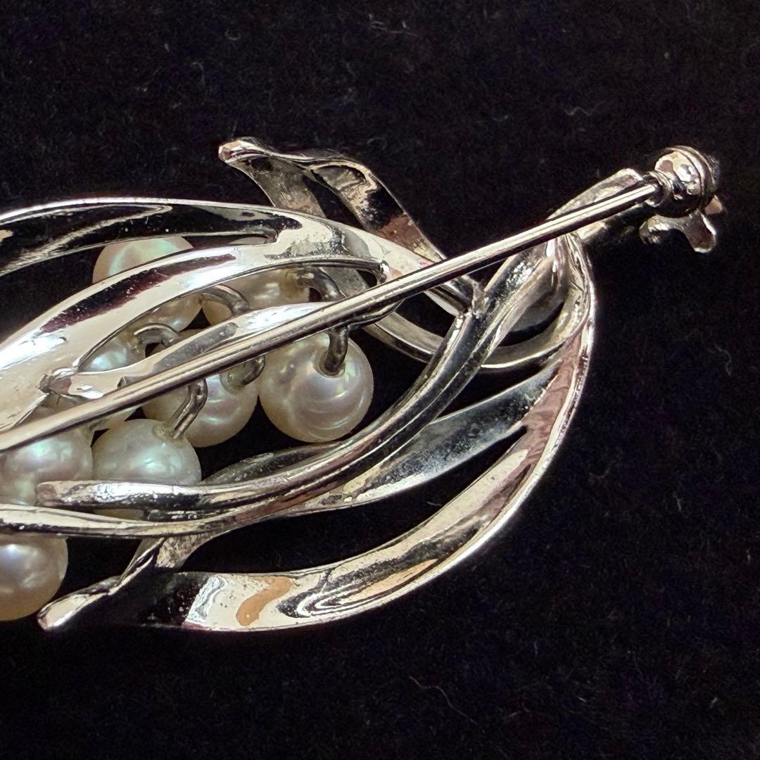 ☆極美品☆MIKIMOTO ミキモト　パールブローチ　シルバー　リアルパール