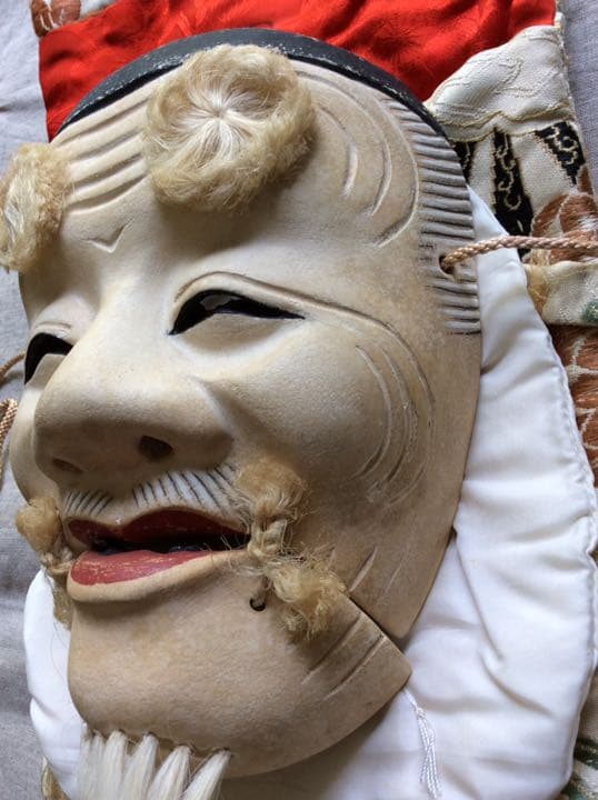 【能面】翁面 面袋 箱付き