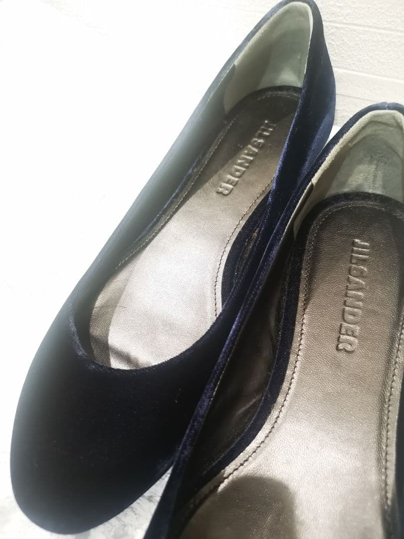 ジルサンダー ブラックベルベット フラットパンプス 37 23.5㎝