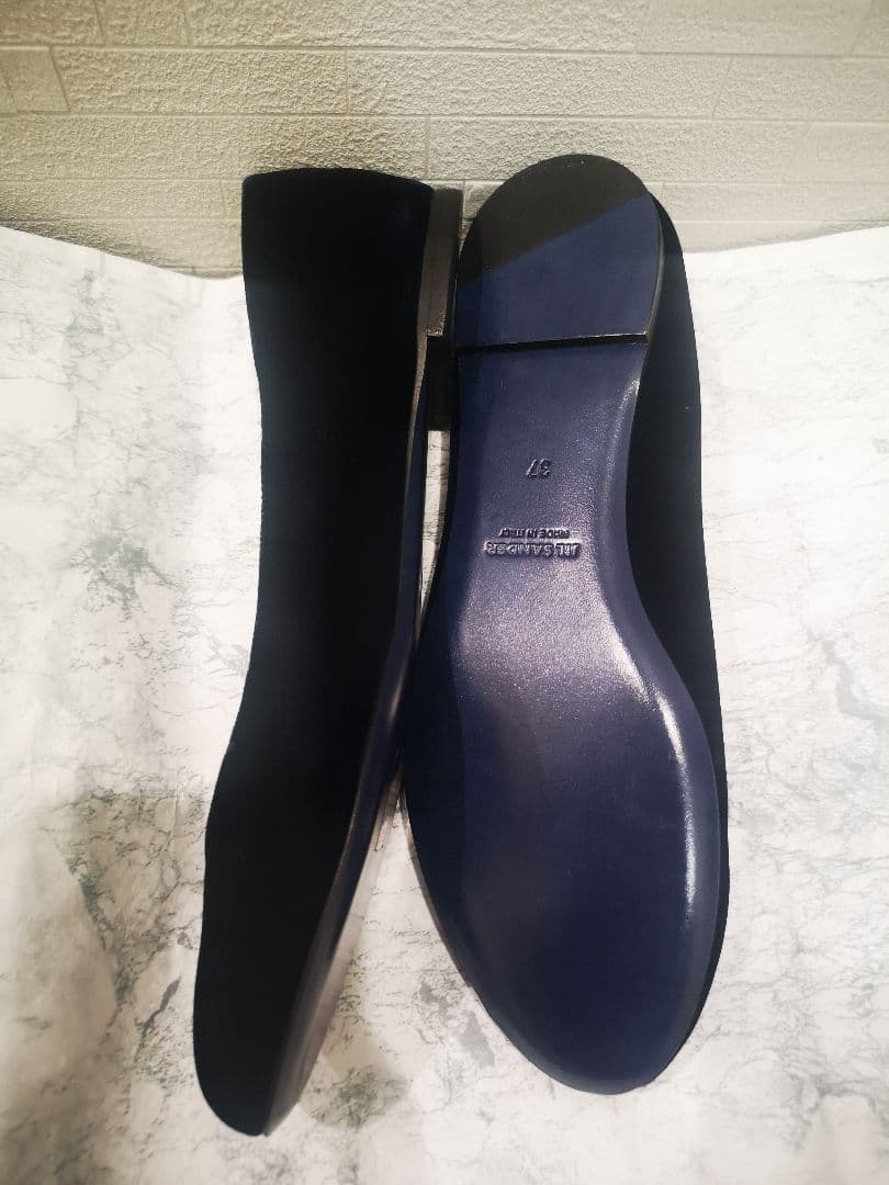 ジルサンダー ブラックベルベット フラットパンプス 37 23.5㎝