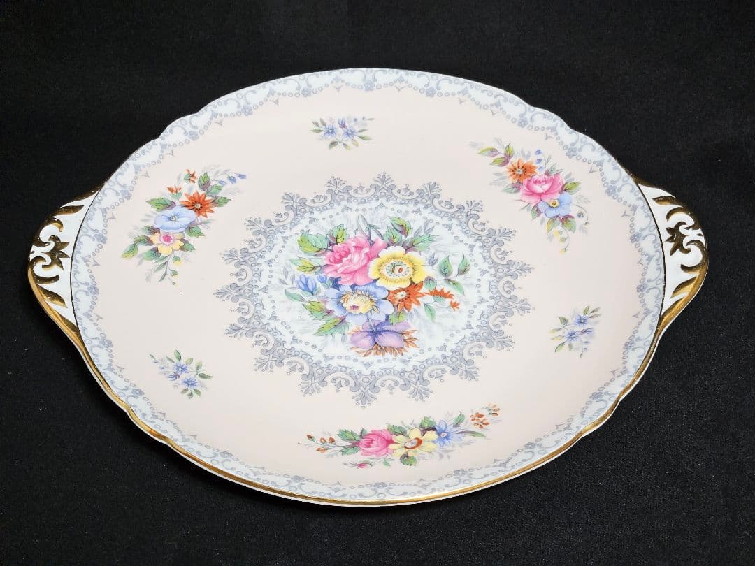 シェリー クロッシェ ピーチピンク ケーキプレート 丸型 Crochet