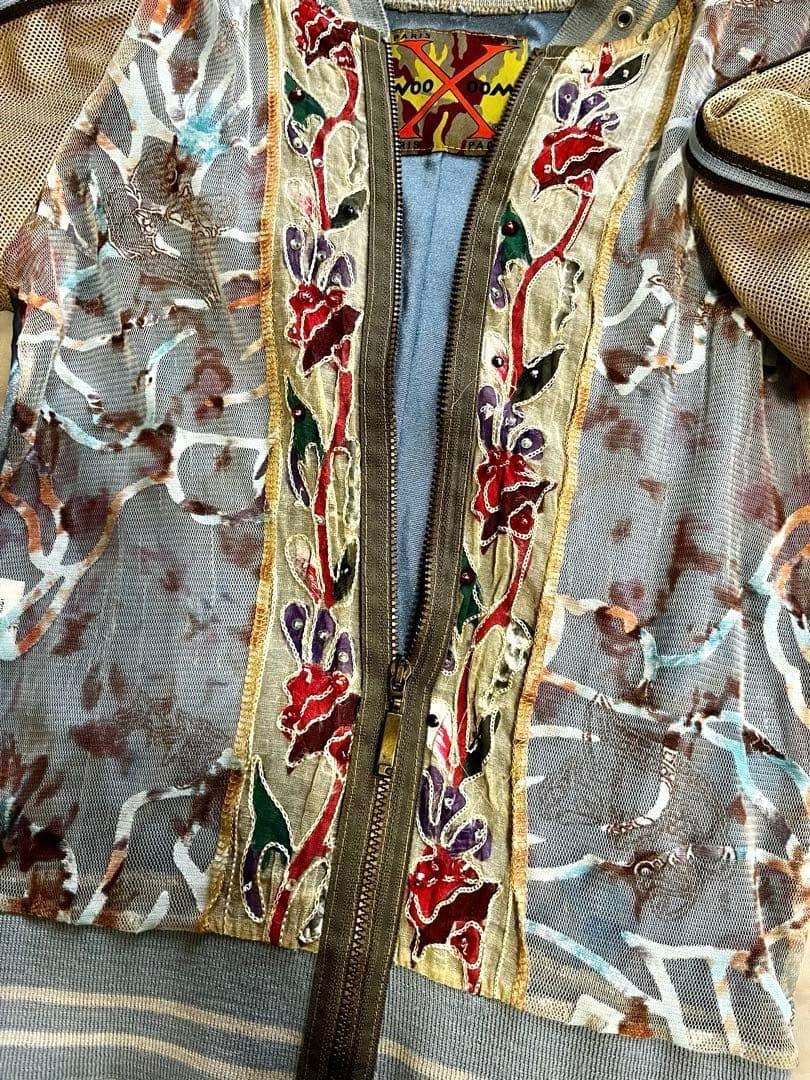 希少＊ヴィンテージ 刺繍入りメッシュ スカジャン S