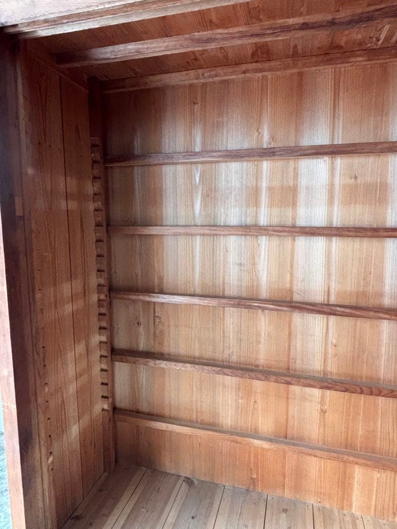 古い水屋　食器棚　ガラス棚　本棚　ガラスケース ショーケース　什器　天然木 2
