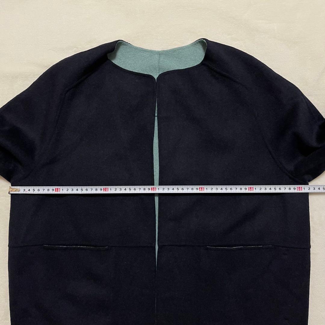 極美品 ヒューマンウーマン リバーコート ＷＮメルトンバイカラーコート ウール