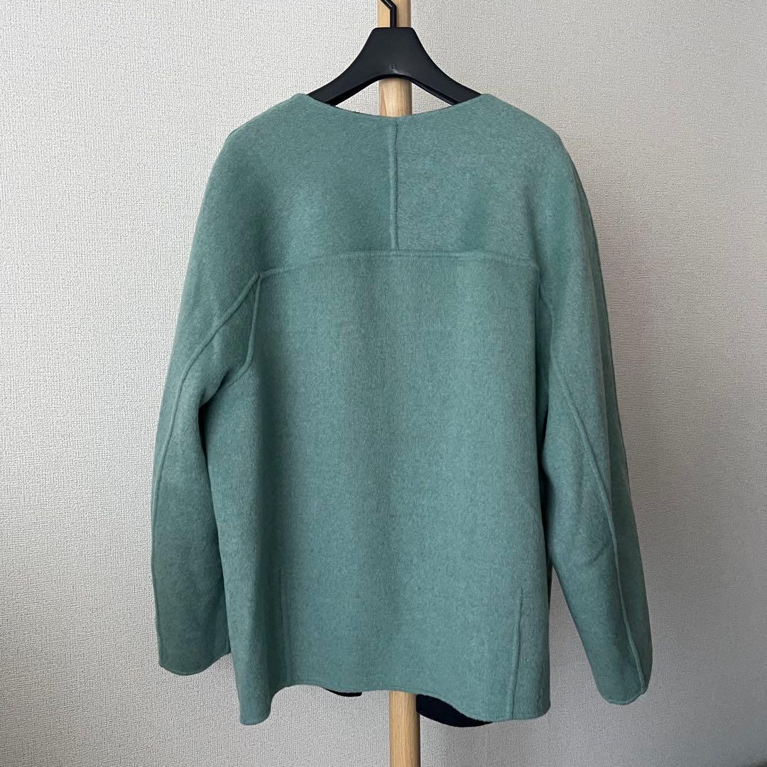 極美品 ヒューマンウーマン リバーコート ＷＮメルトンバイカラーコート ウール