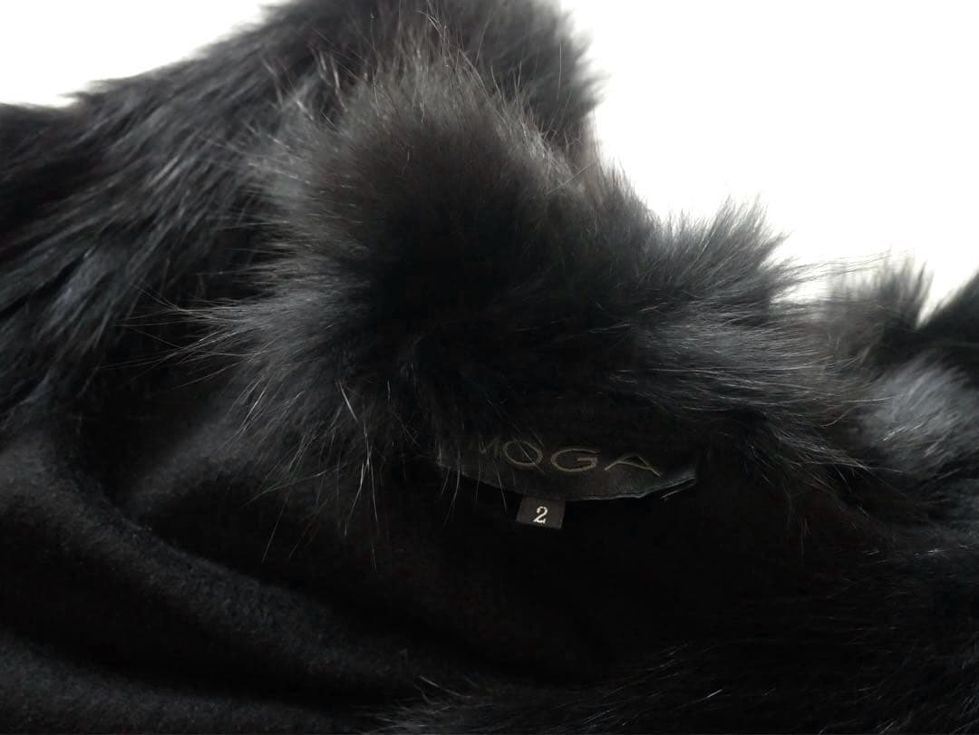 MOGA モガ ブルーFOX ウール×カシミヤ　ポンチョ ショール ブラック