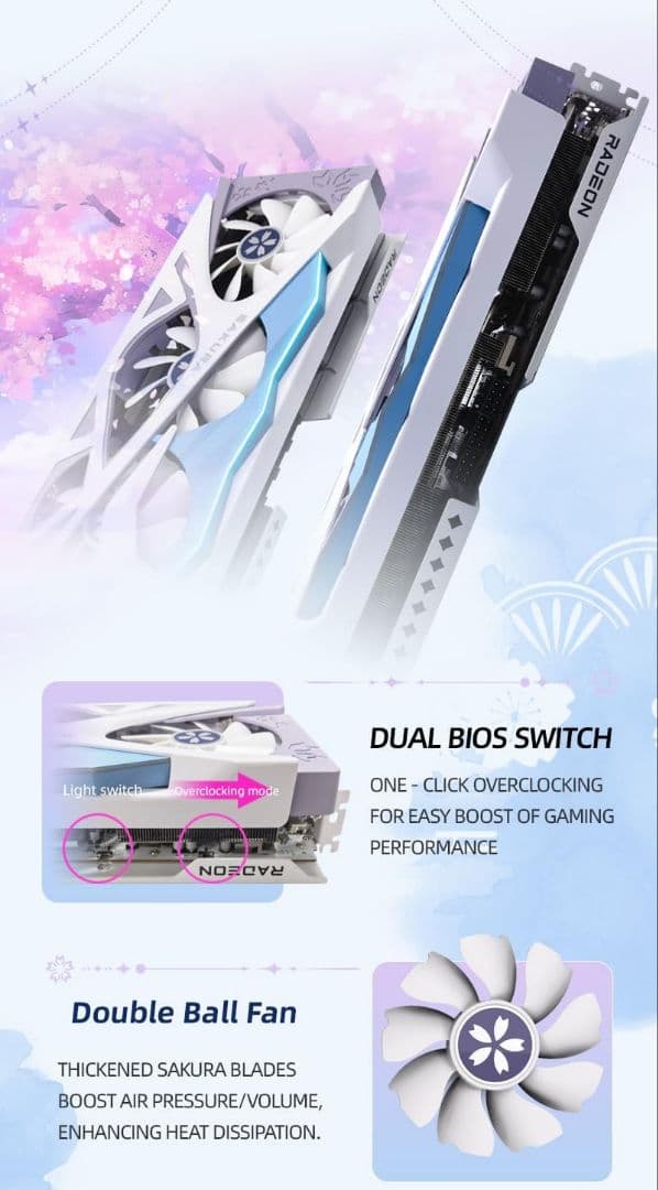 グラフィックボード・グラボ・ビデオカード YESTON AMD Radeon RX9070XT Sakura OC