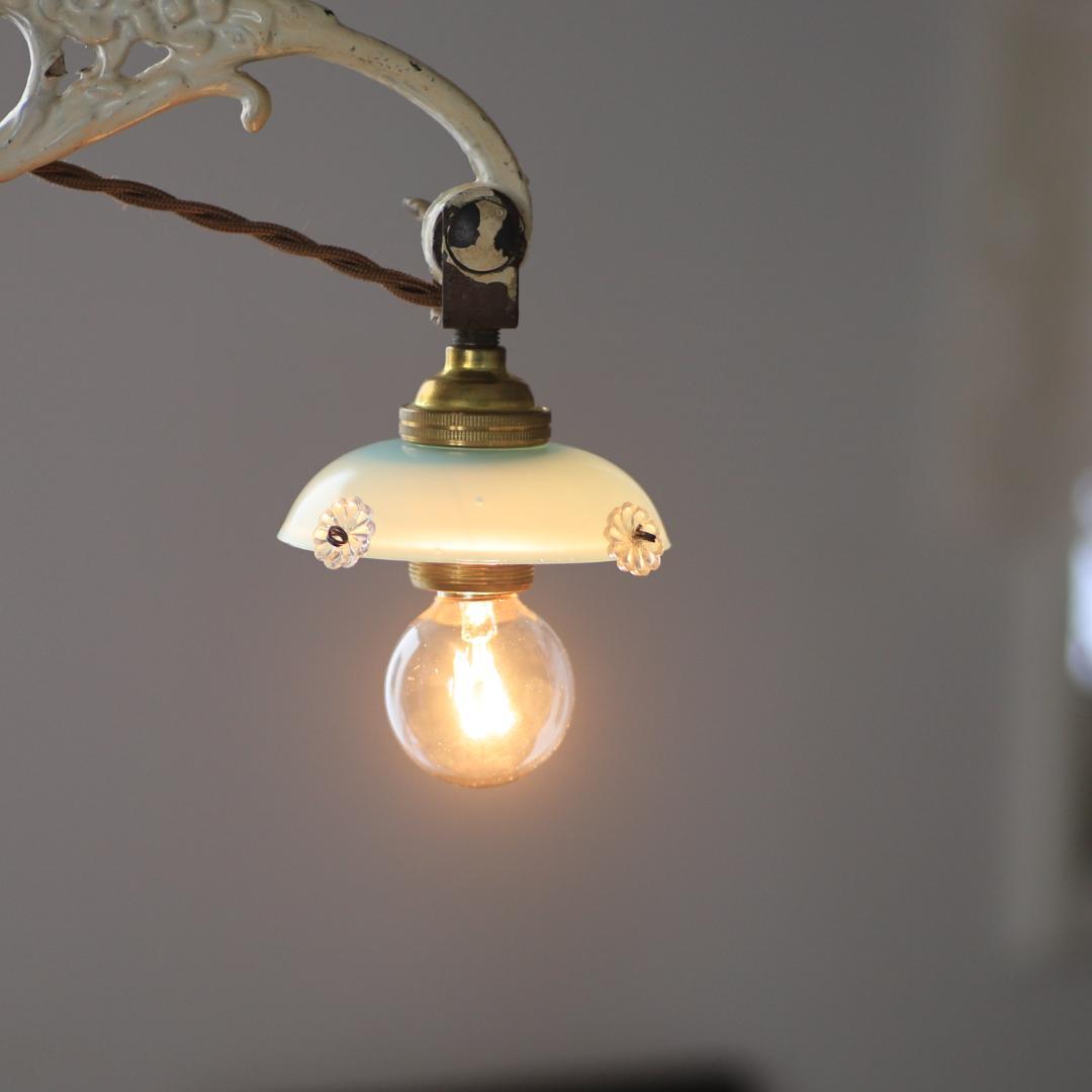 フランスアンティーク　ブルーオパリンガラス　ミニシェード/ランプシャンデリア灯具