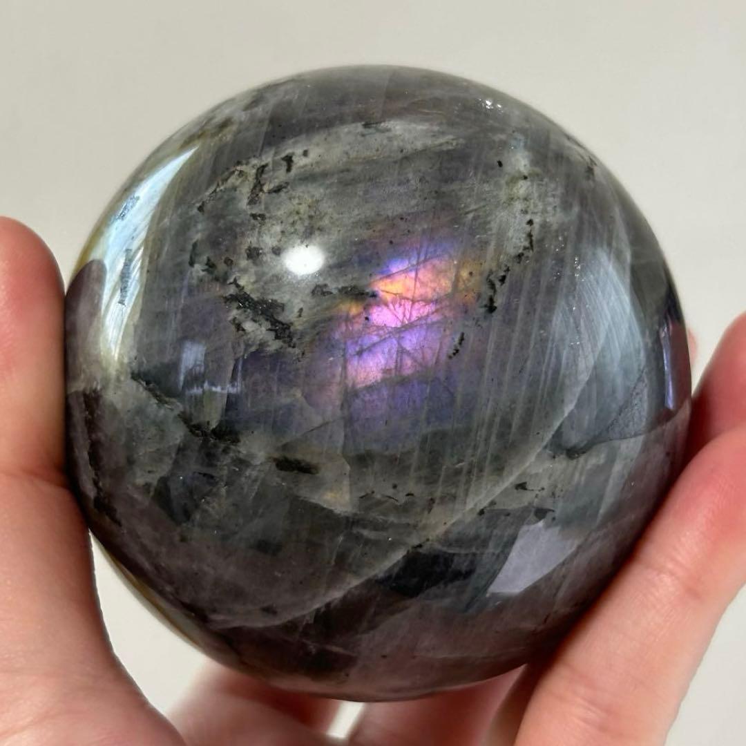 直径7.4cm　カラフル　ラブラドライト　BIG　スフィア　レア　丸玉　587g
