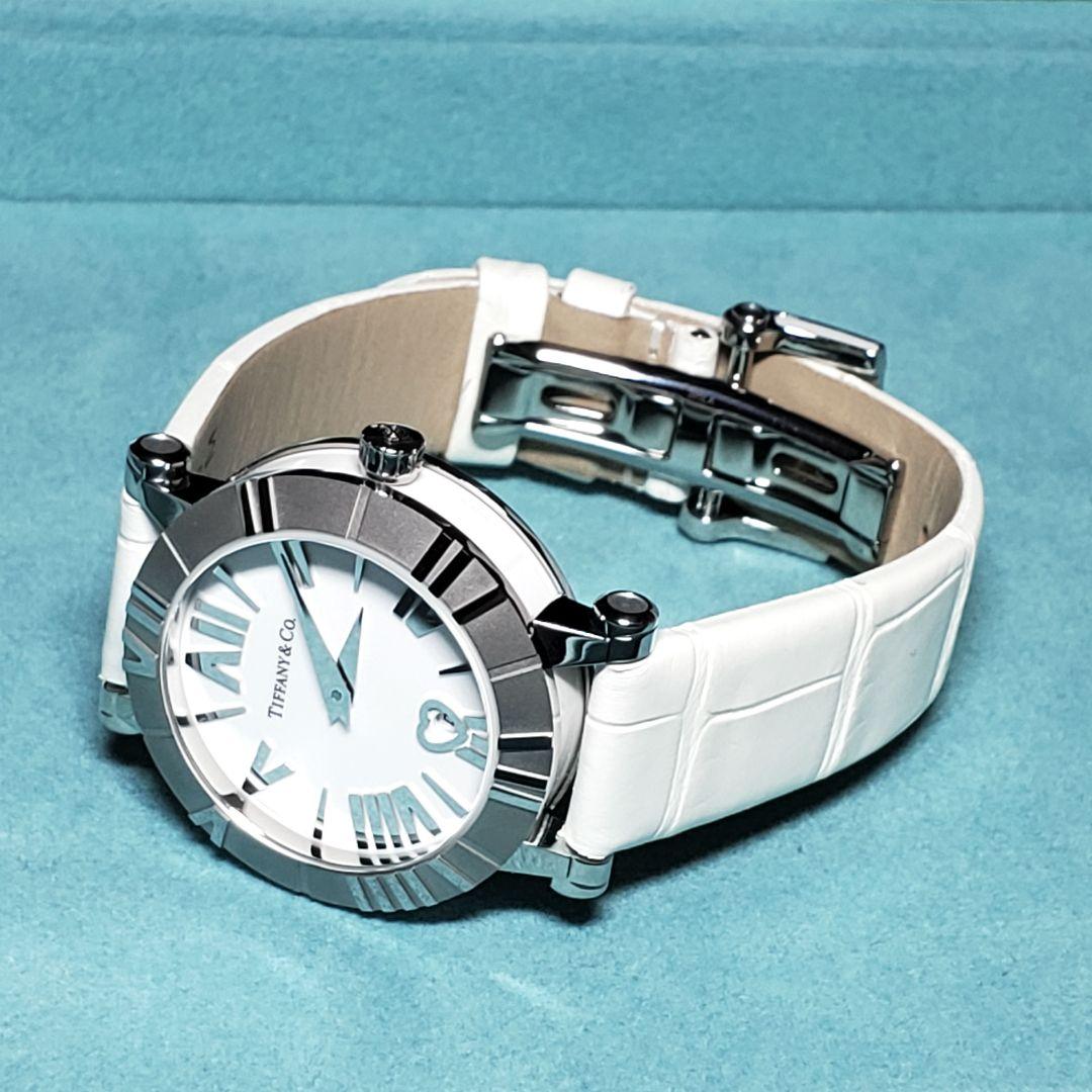 【極美品】純正ベルト　ティファニー　アトラス ホワイトレザー 　腕時計