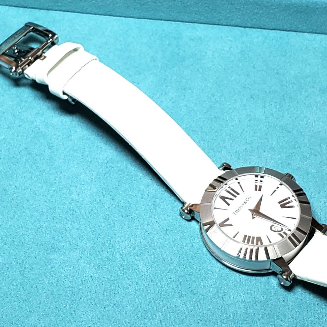 【極美品】純正ベルト　ティファニー　アトラス ホワイトレザー 　腕時計
