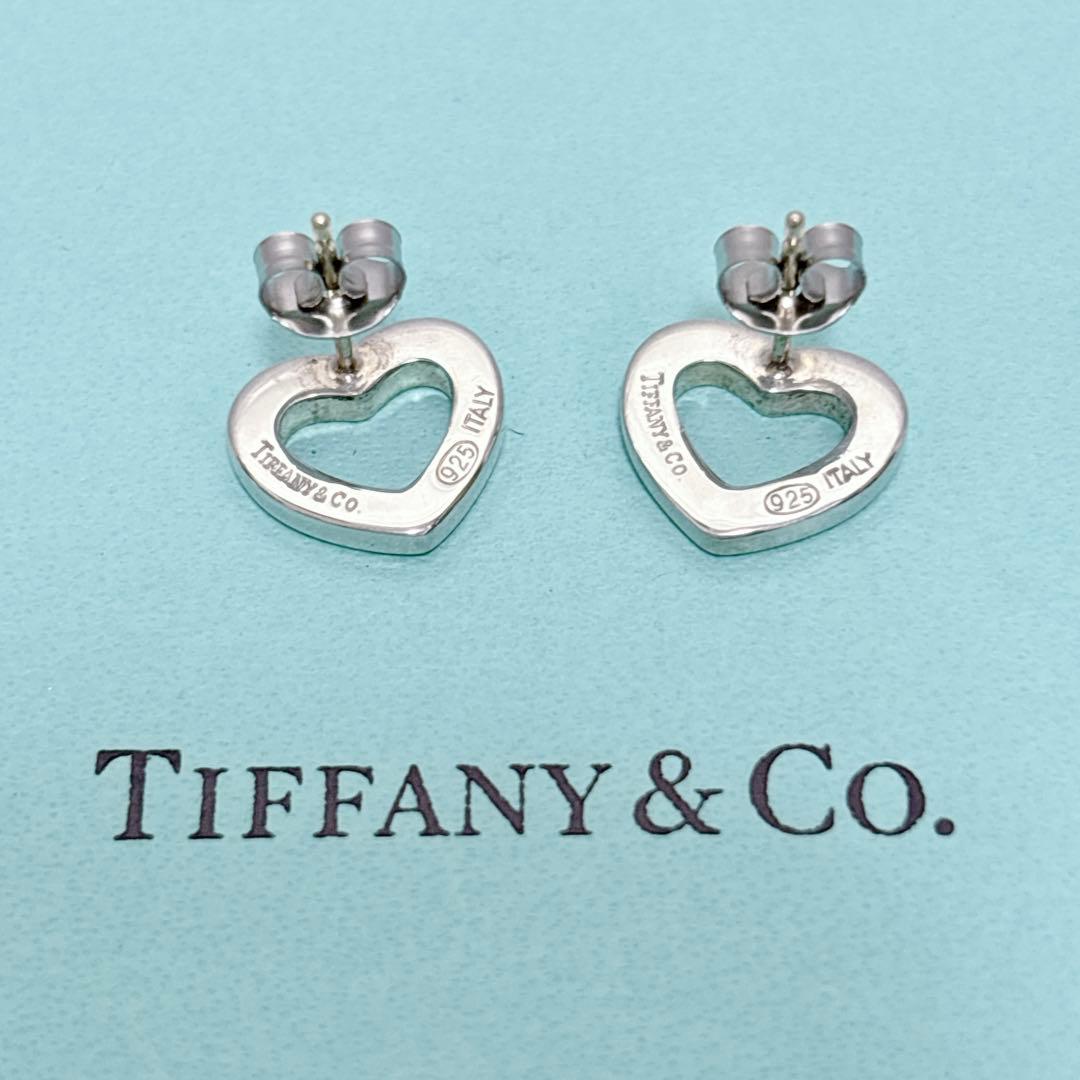 【美品】 ティファニー センチメンタル ハート ピアス オープンハート A483