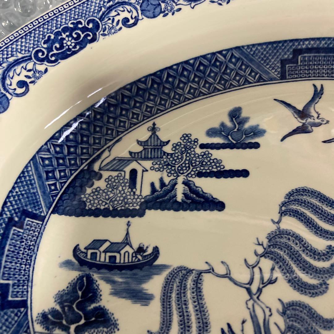  blue willow希少大オーバル皿