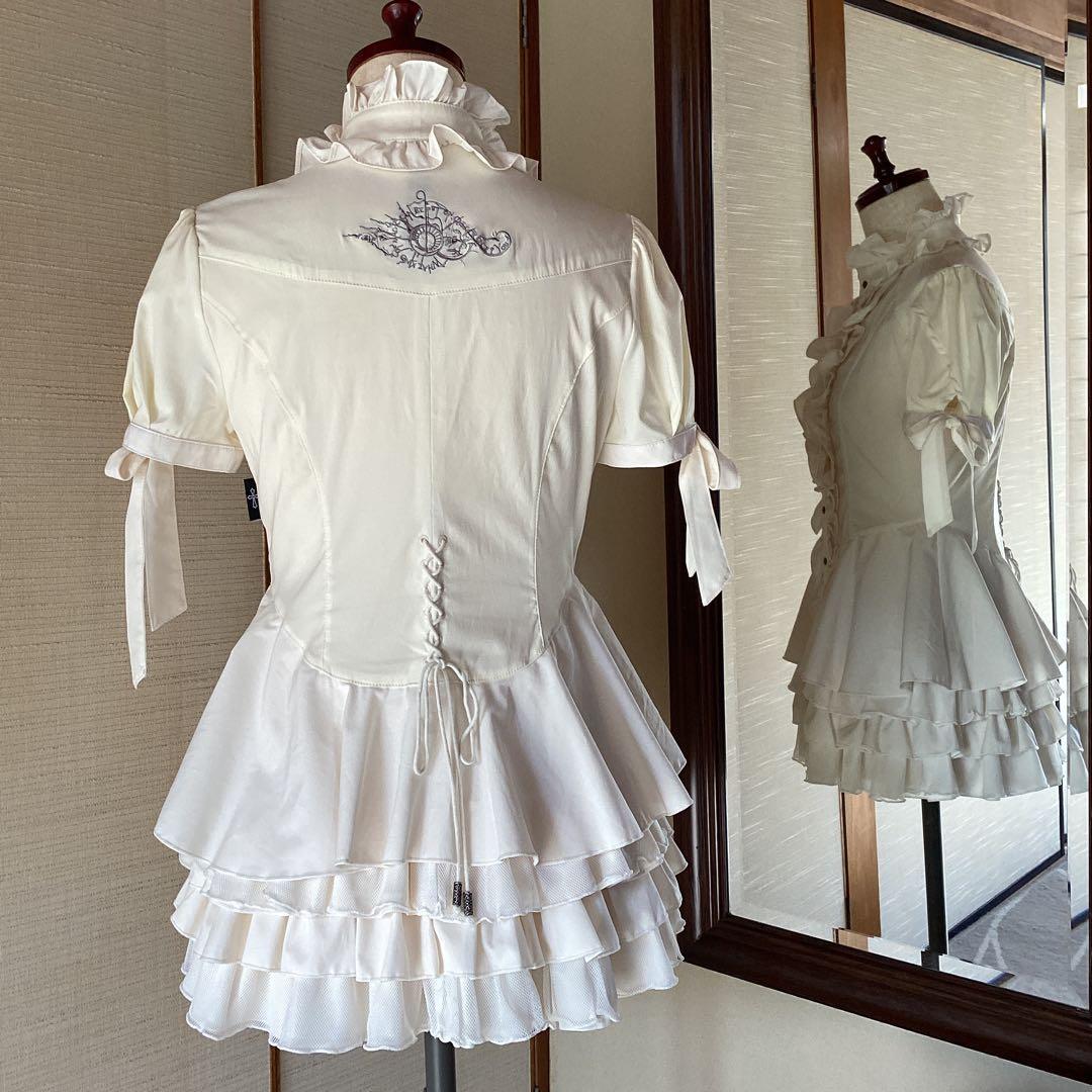 極美品！OZZ Croceアイボリー フリル ロングブラウス［商品番号10］