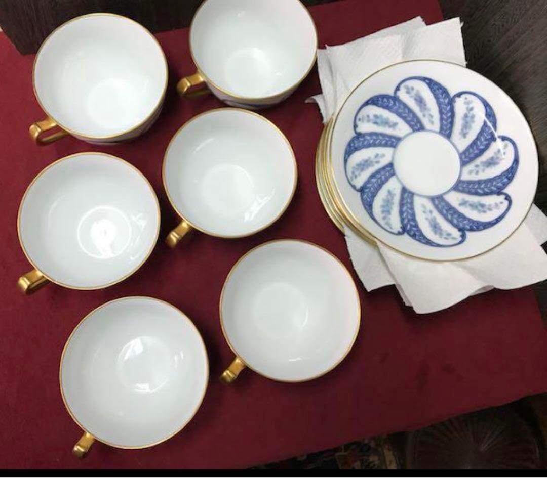 オオクラトウエン 大倉陶園 呉須更紗ティーカップ　極美品　六脚セット