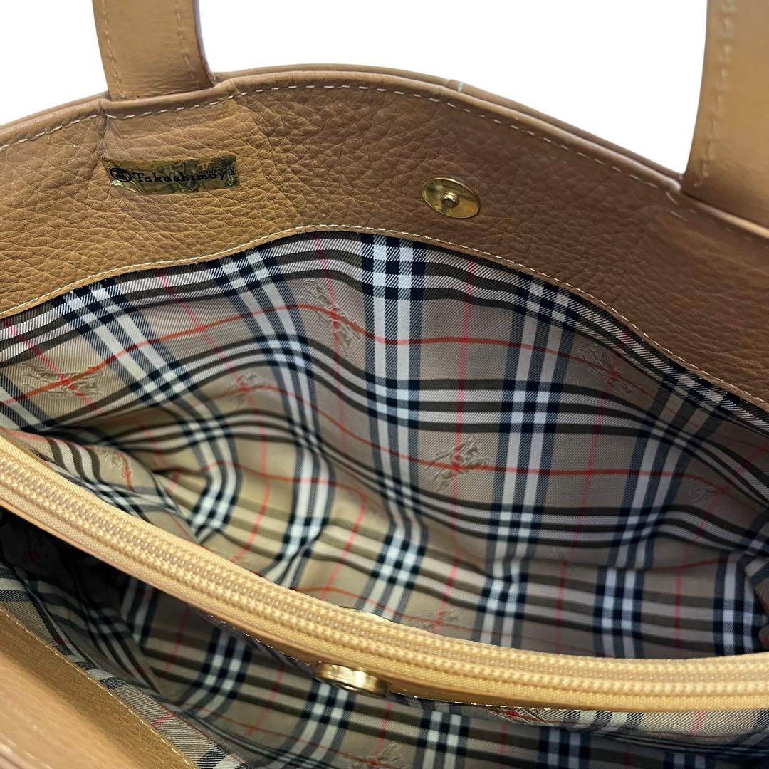 専用【ヴィンテージ】バーバリーズ レザー　ハンドバッグ 内側　ノヴァチェック