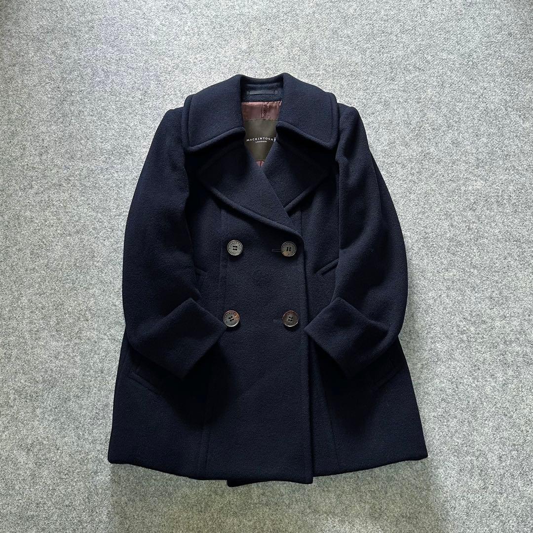マッキントッシュ：希少•美品【カシミヤ混メルトン】ダブルブレスト／ピーコート