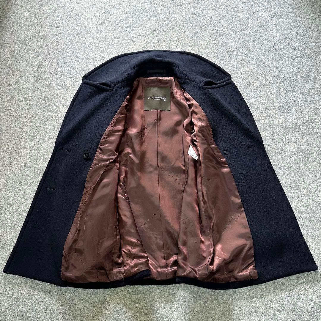 マッキントッシュ：希少•美品【カシミヤ混メルトン】ダブルブレスト／ピーコート