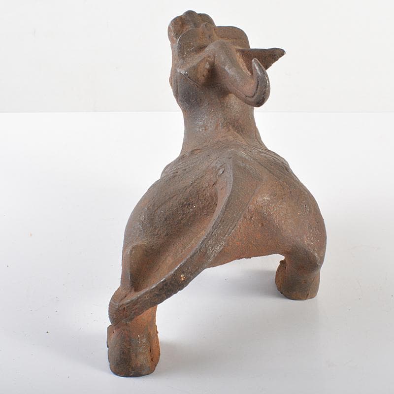 中国　古鉄　神獣　置物　M　R6845