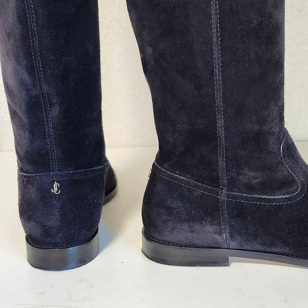 美品 ジミーチュウ BREE FLAT 37 ブラック スエード　ロングブーツ