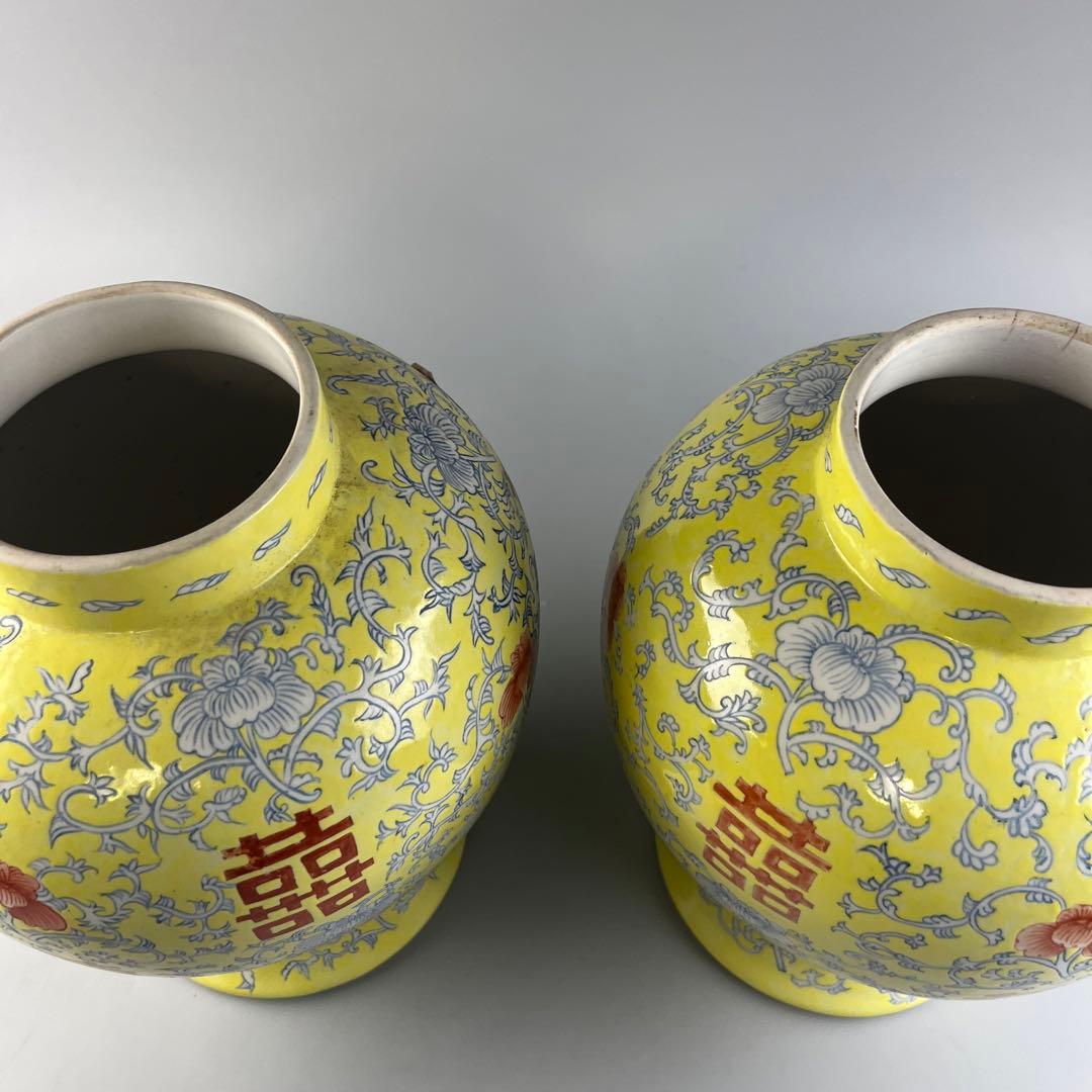 中国 粉彩 花瓶 細密 色絵 2点 壺