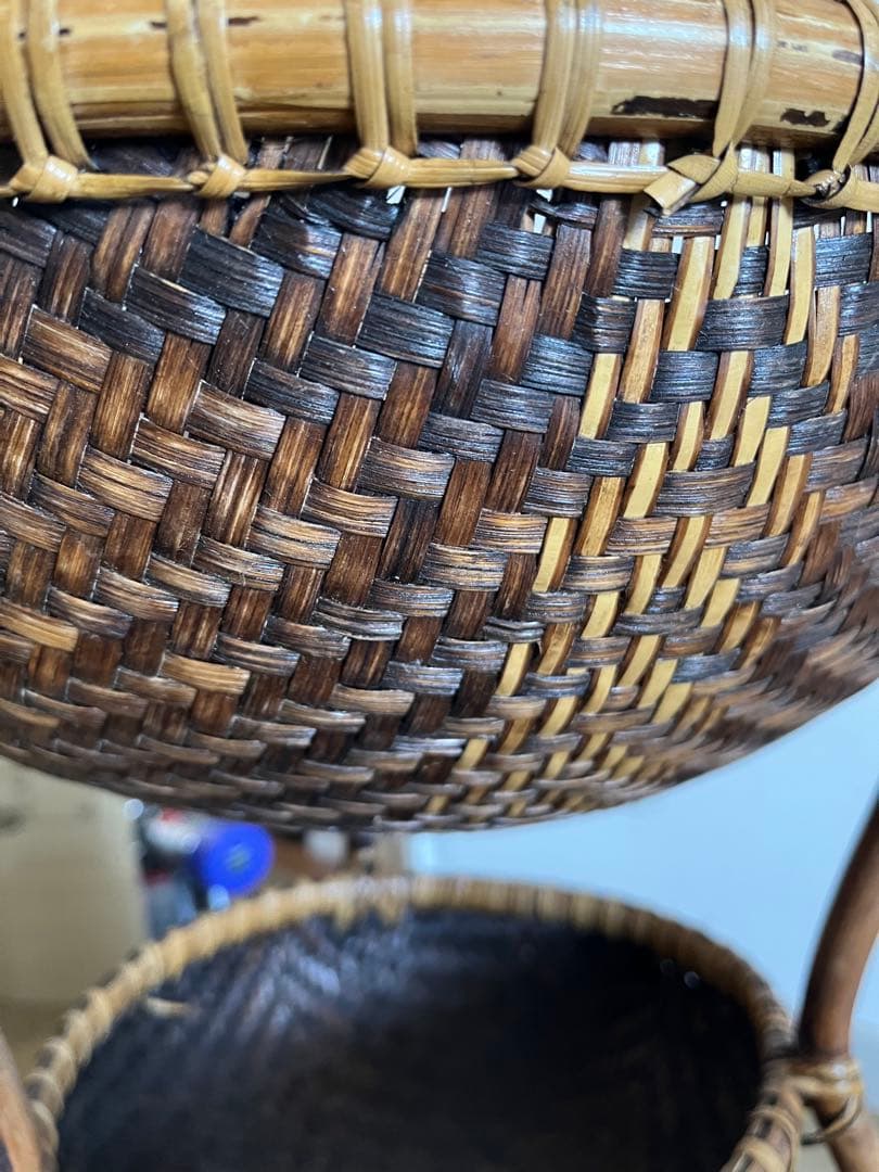 ラタン　アジアン　カゴ　3段