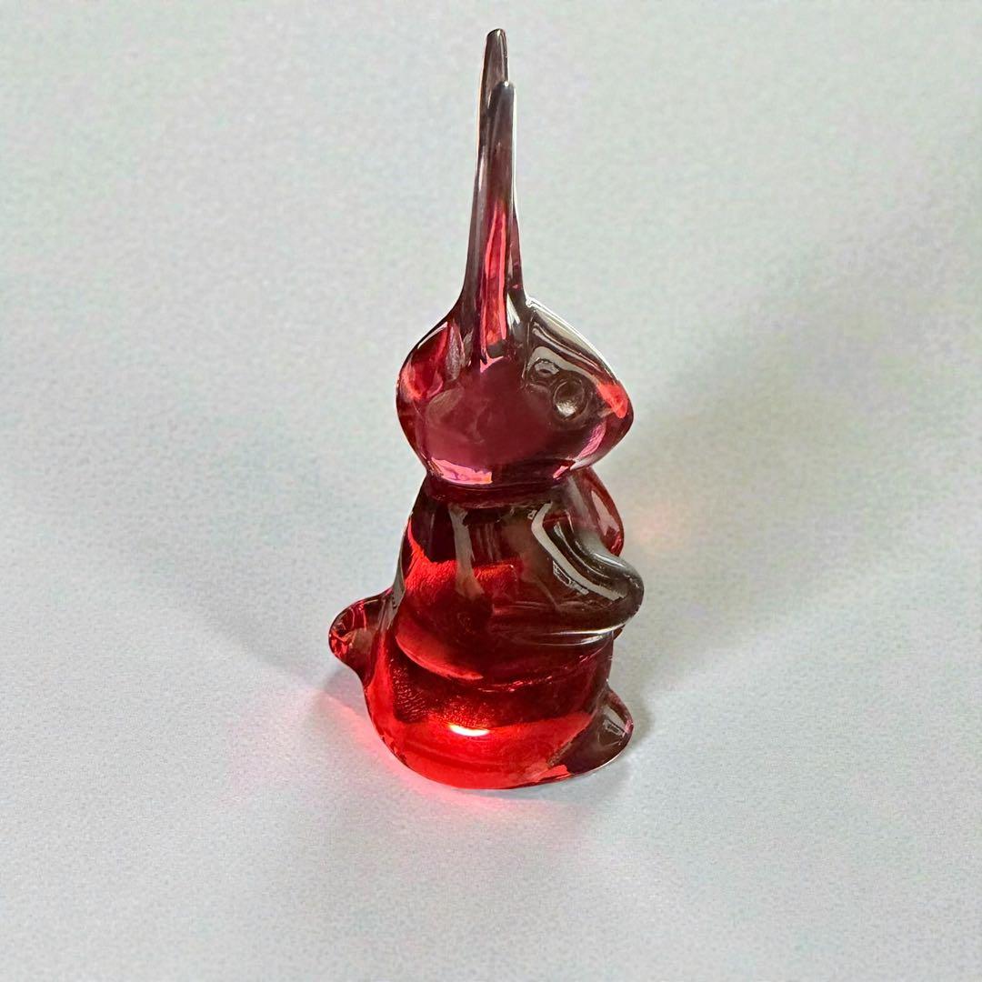 【希少】バカラ Baccarat 兎 ウサギ 赤 レッド クリスタル 箱付き