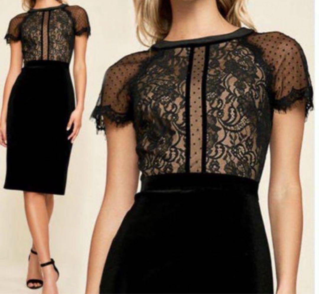 タダシショージ フラワーレース切り替えドレス ドットチュール サイズ2