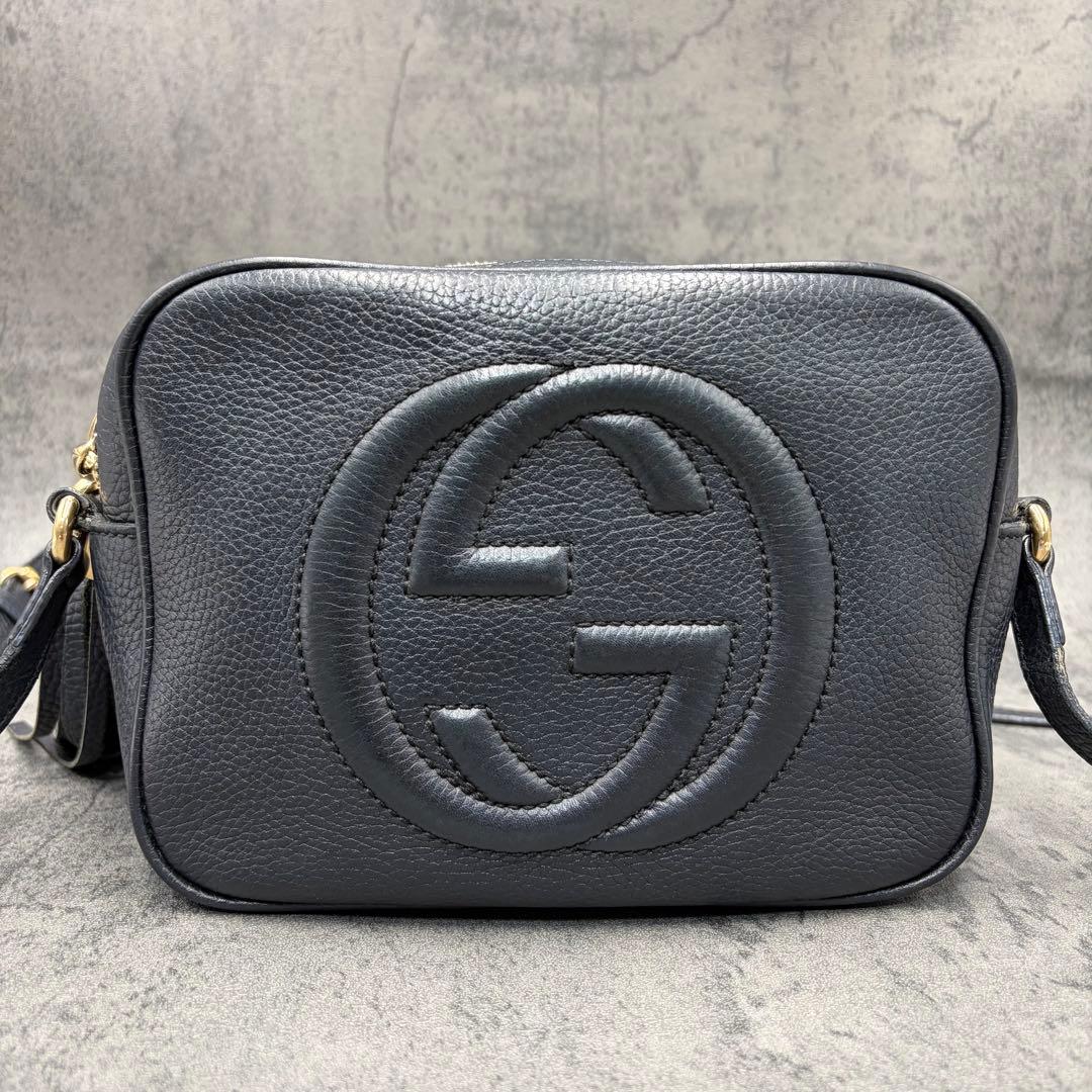グッチ ソーホー ディスコバッグ カメラバッグ インターロッキング 紺 タッセル