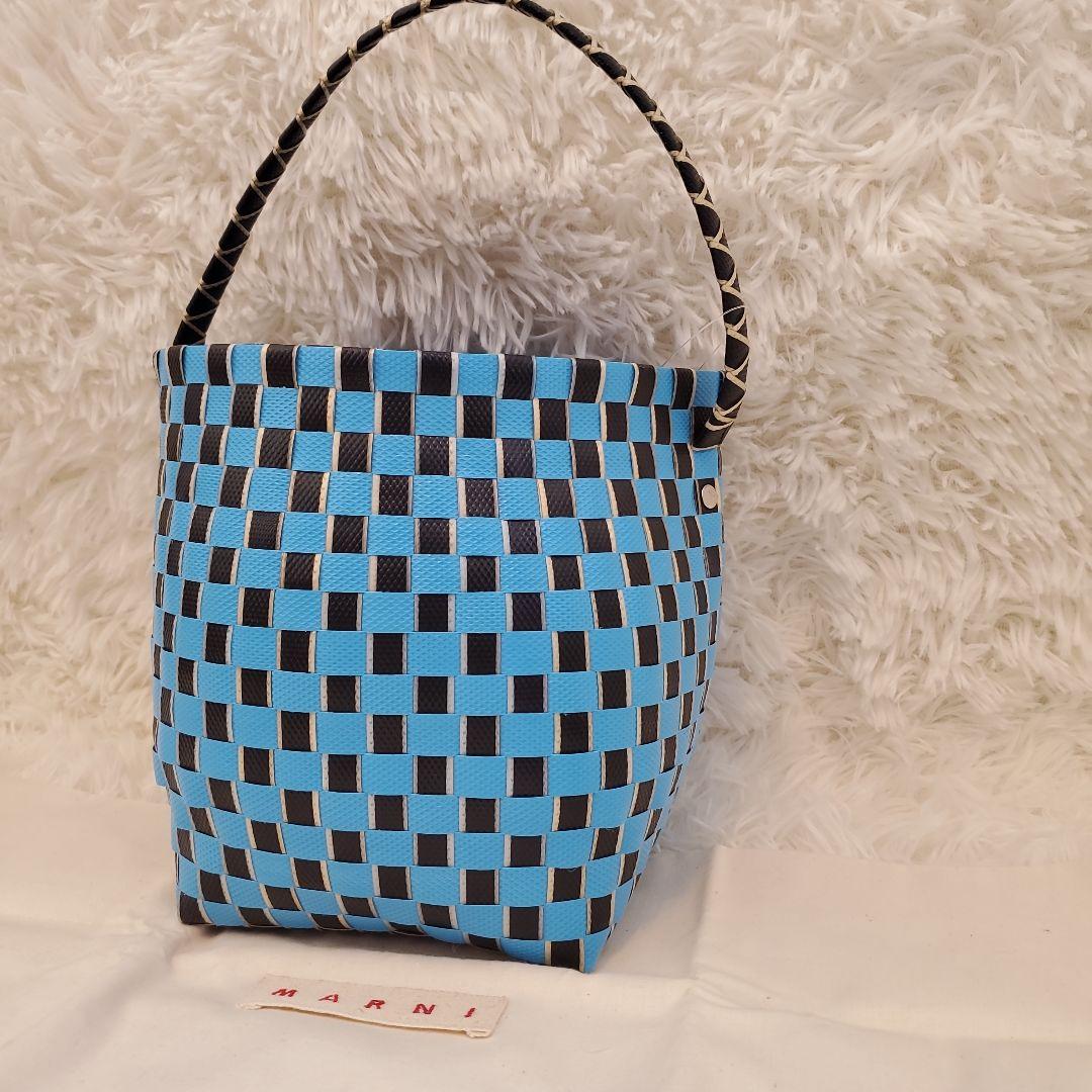 ⭐極美品⭐MARNI ワンハンドル かごバッグ　ブルー×ブラック