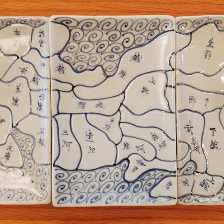 江戸天保年 伊万里染付　日本地図四角皿 五枚組②