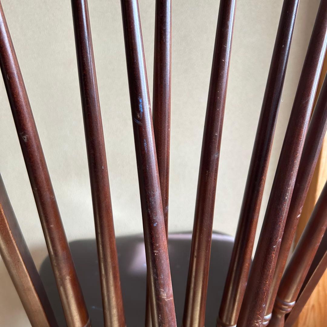 秋田木工 ビンテージ ダイニングチェア 木製 曲木椅子 レザー 鋲打ち