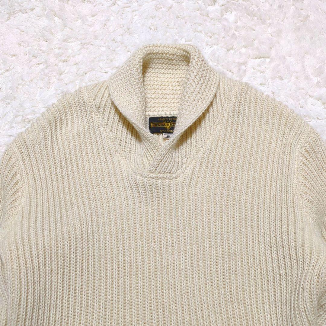 BUTCHER PRODUCTS♦ショールカラー ニット セーター 生成り 40
