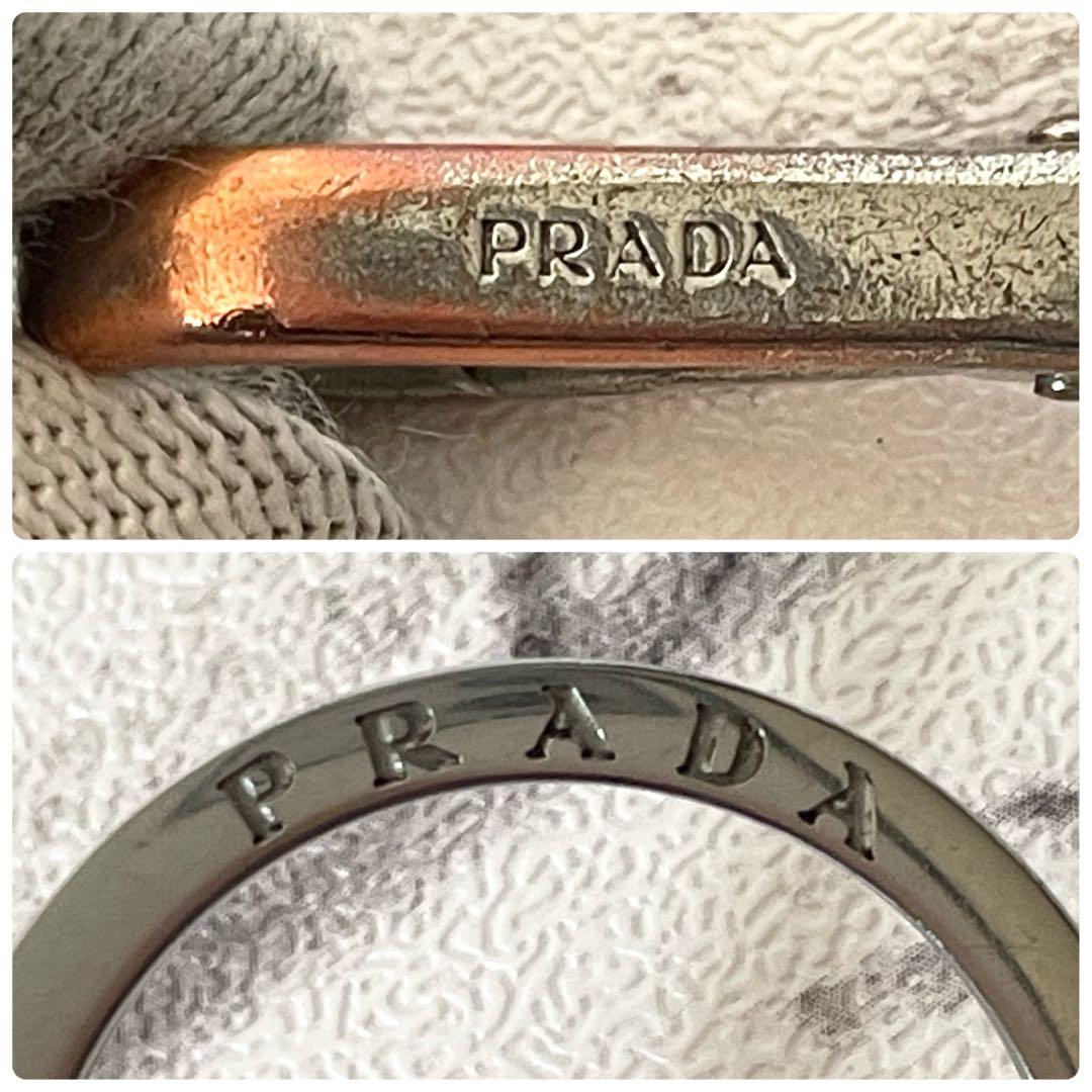 プラダ　PRADA　キーホルダー　キーリング　三角ロゴ　サフィアーノレザー　黒