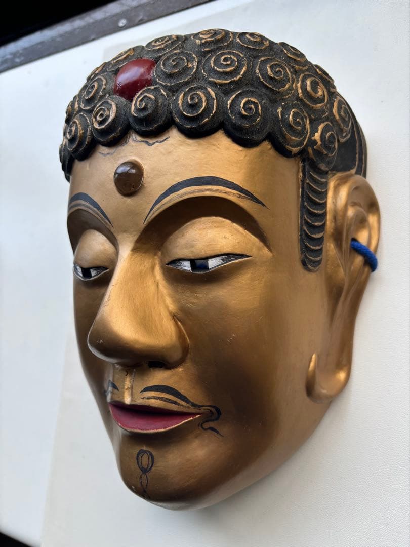 能面　釈迦　木彫り　作家物