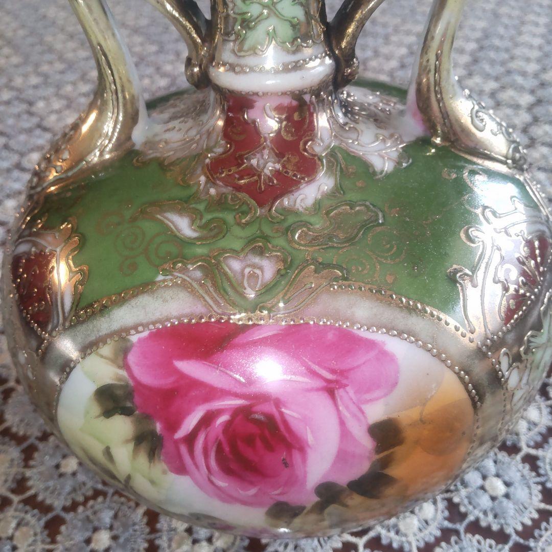 宮*浩様 アンティーク オールドニッポン アールヌーボー様式 薔薇紋 金盛り 花