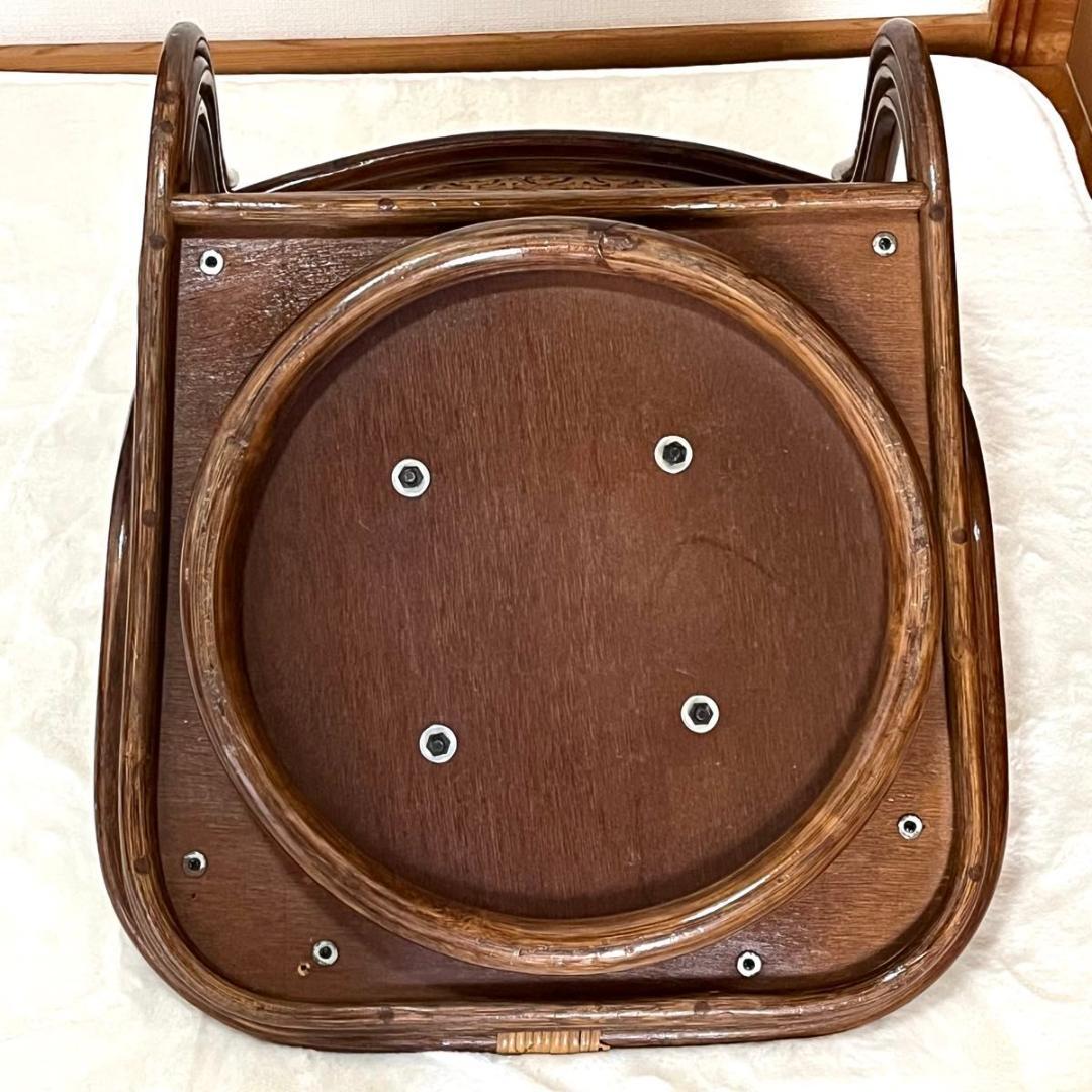 ラタン 回転座椅子 レトロ　ヴィンテージ　ラタンチェア　ロータイプ　2脚セット