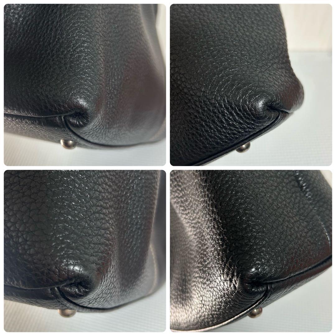 WAKO ワコウ 銀座和光 ブラック 黒 シボ革 レザー　ハンドバッグ