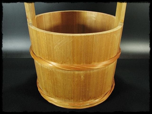 露地道具 水張桶 大型 手桶 水桶 通桶 つくばい 木地 茶道具 f319