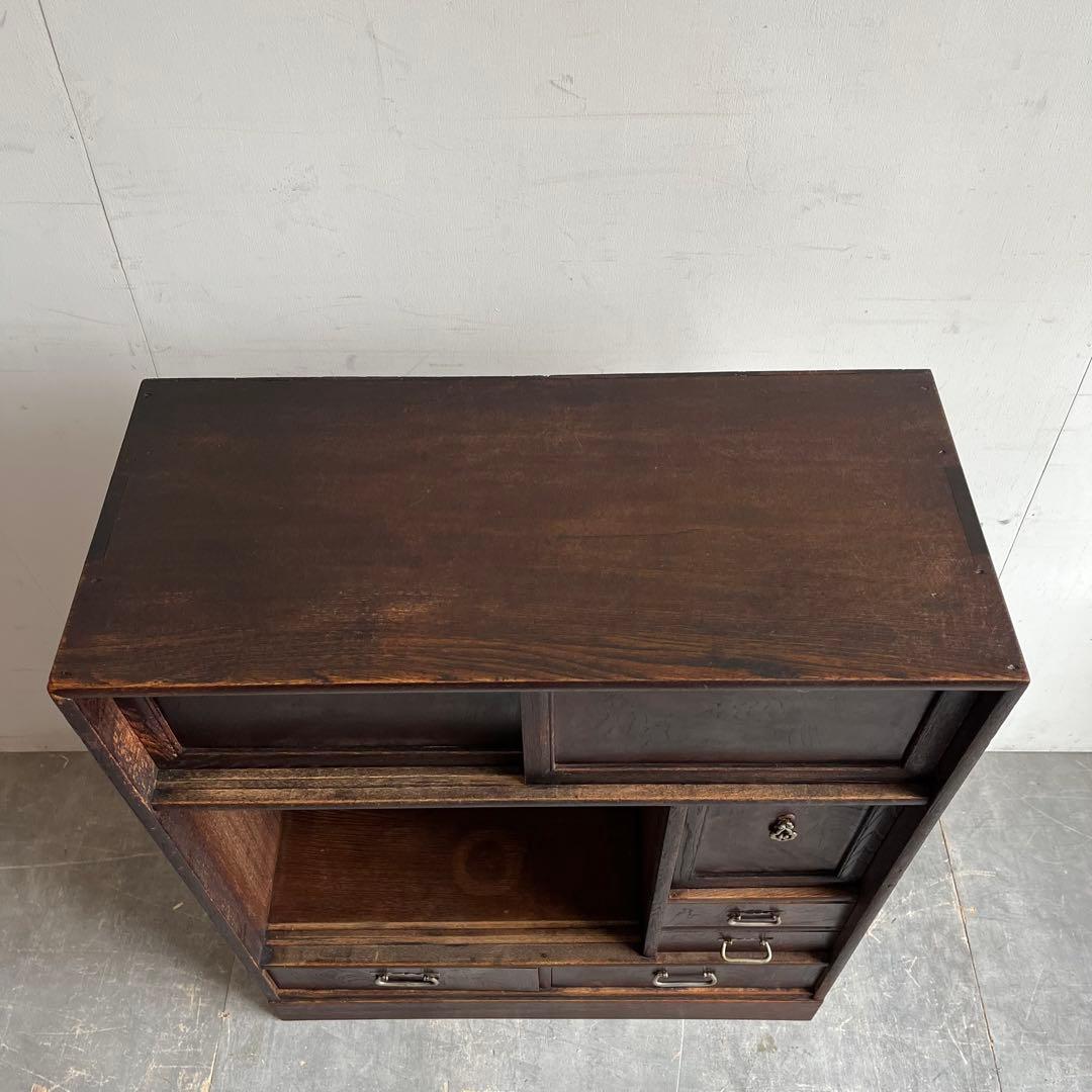 アンティーク 飾り棚 茶箪笥 シェルフ 昭和レトロ 無垢材 z438