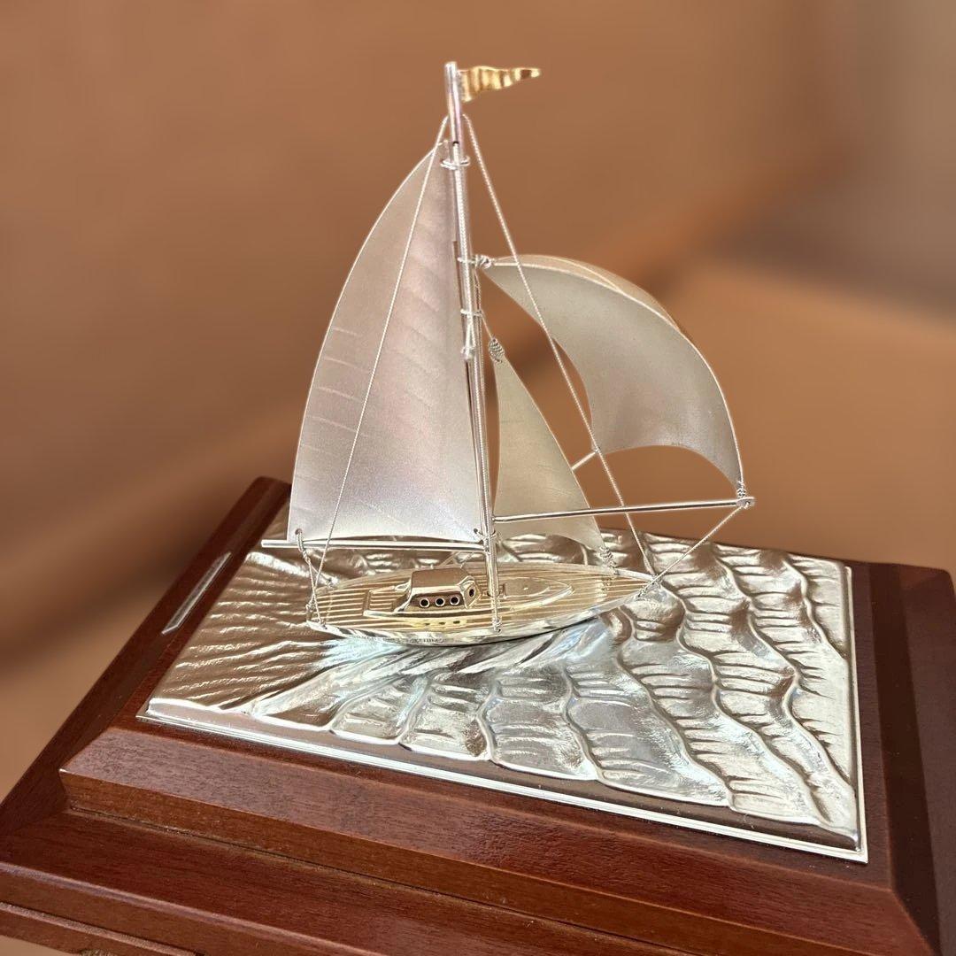 ヨット模型 ガラスケース付き武比古作
