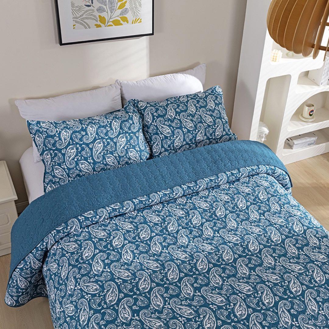 キルトベッドカバー3点セット綿マルチカバー キルティング 002