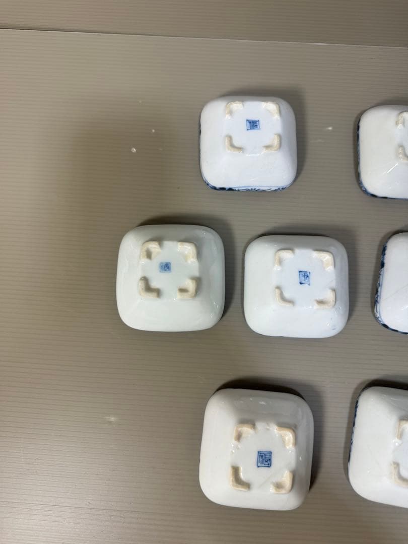 2223 九谷焼　角福　染付山水　小鉢　10客　時代物