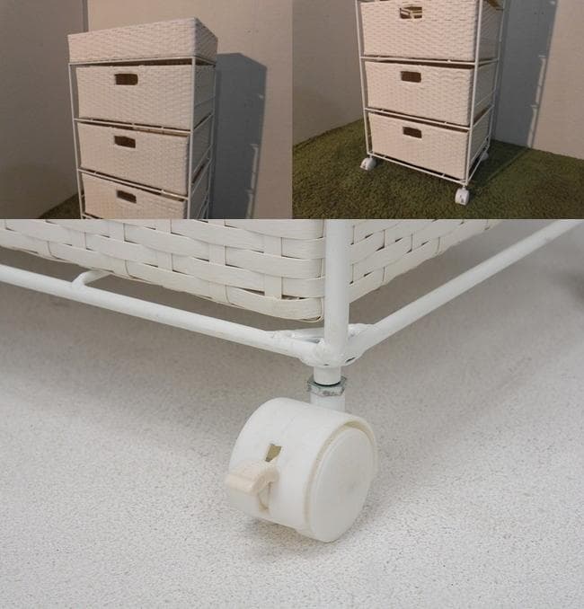 アウトレット【送料無料・新品】ラタン風★サニタリー★ランドリーチェスト/ホワイト