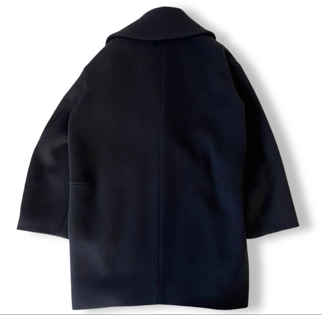 【美品】IENA　super140 ウールコクーンショートコート　黒　38