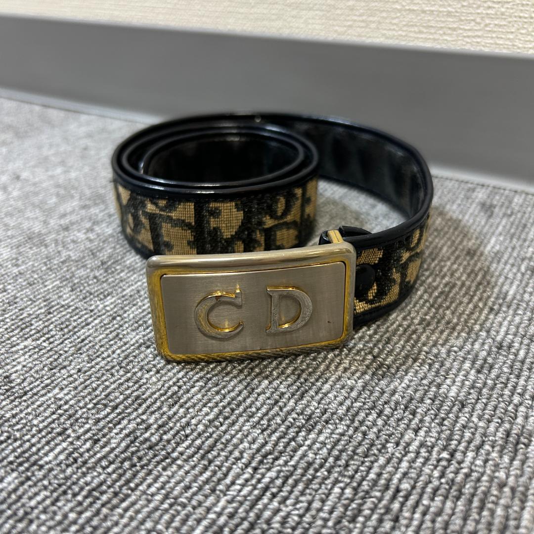 クリスチャンディオール　CD ロゴ ベルト 黒 ベージュ