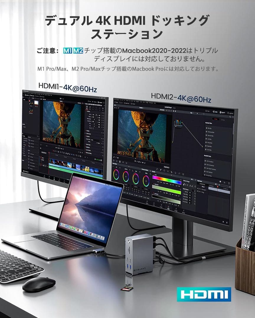 Macbook Pro/Air専用 14-IN-2 ドッキングステーション