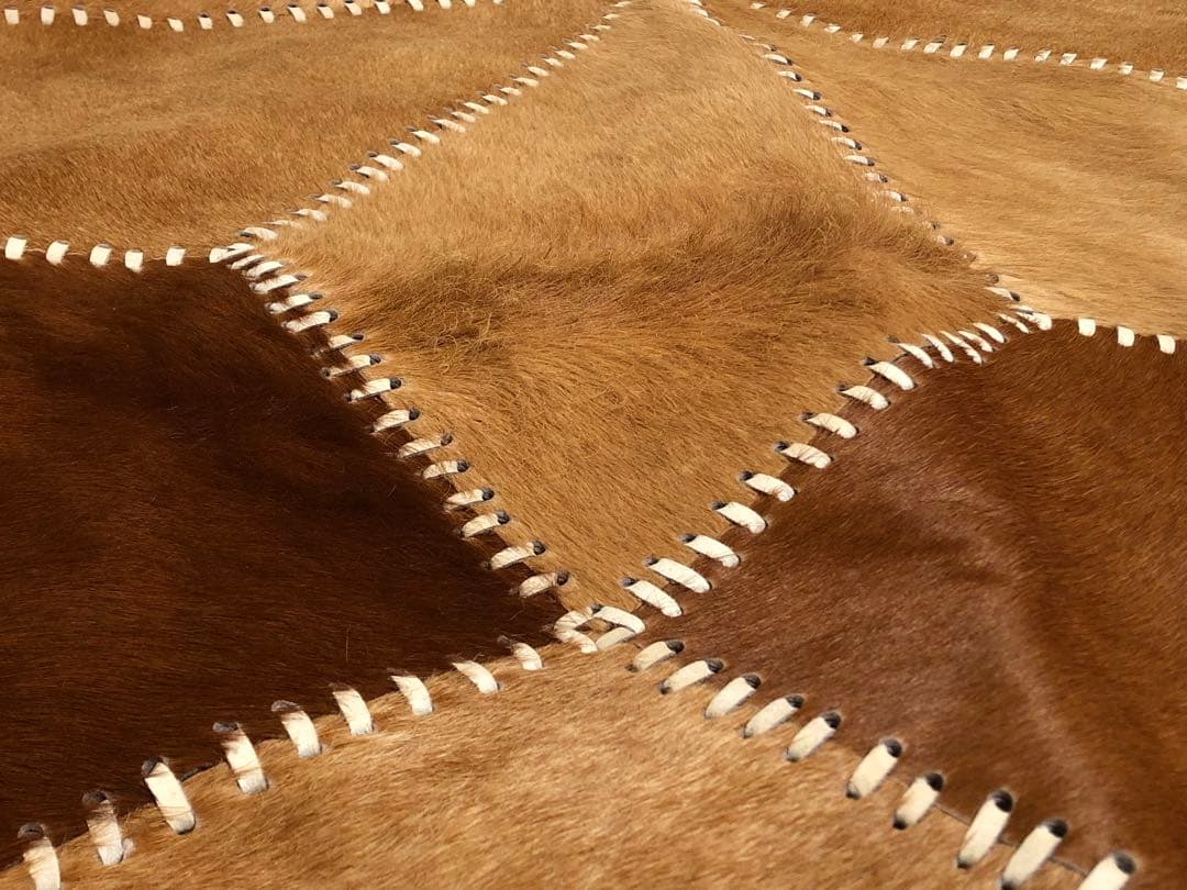 カウラグ パッチワーク 大判 ラグ カウハイドレザー 本革 ミッドセンチュリー